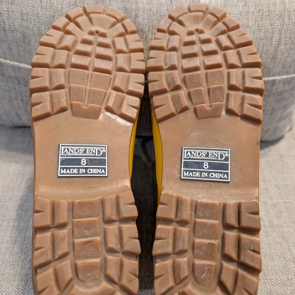 Land's End Women's Size 8M Yellow Waterproof Lace Up Rubber Ankle Rain Boots - Picture 7 of 7